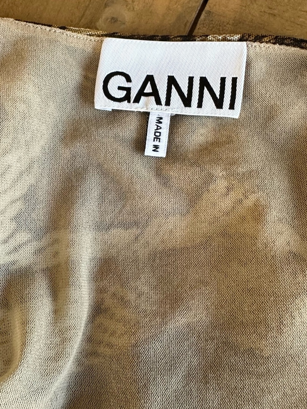 GANNI Tigers Eye Mesh Brown Maxi Dress Wrap Size EU 38 US Medium Or 8/10 Animal - Picture 5 of 11